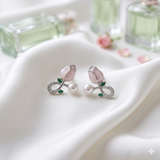 Pearl & Rose Flower Earrings