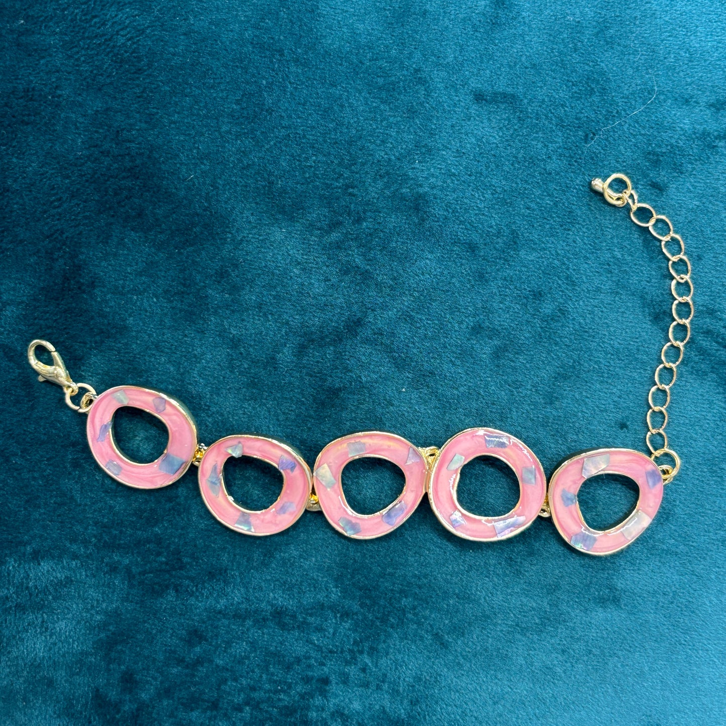 Pink Enamel Circle Bracelet