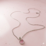 Pink Heart Pendant Silver Necklace