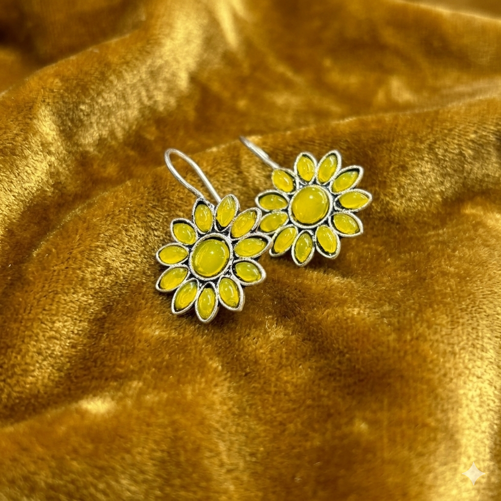 Silver Flower Shaped Earrings