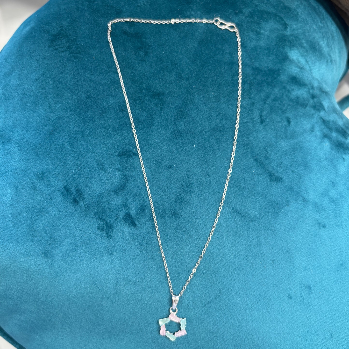 Silver Hexagonal Pendant Necklace
