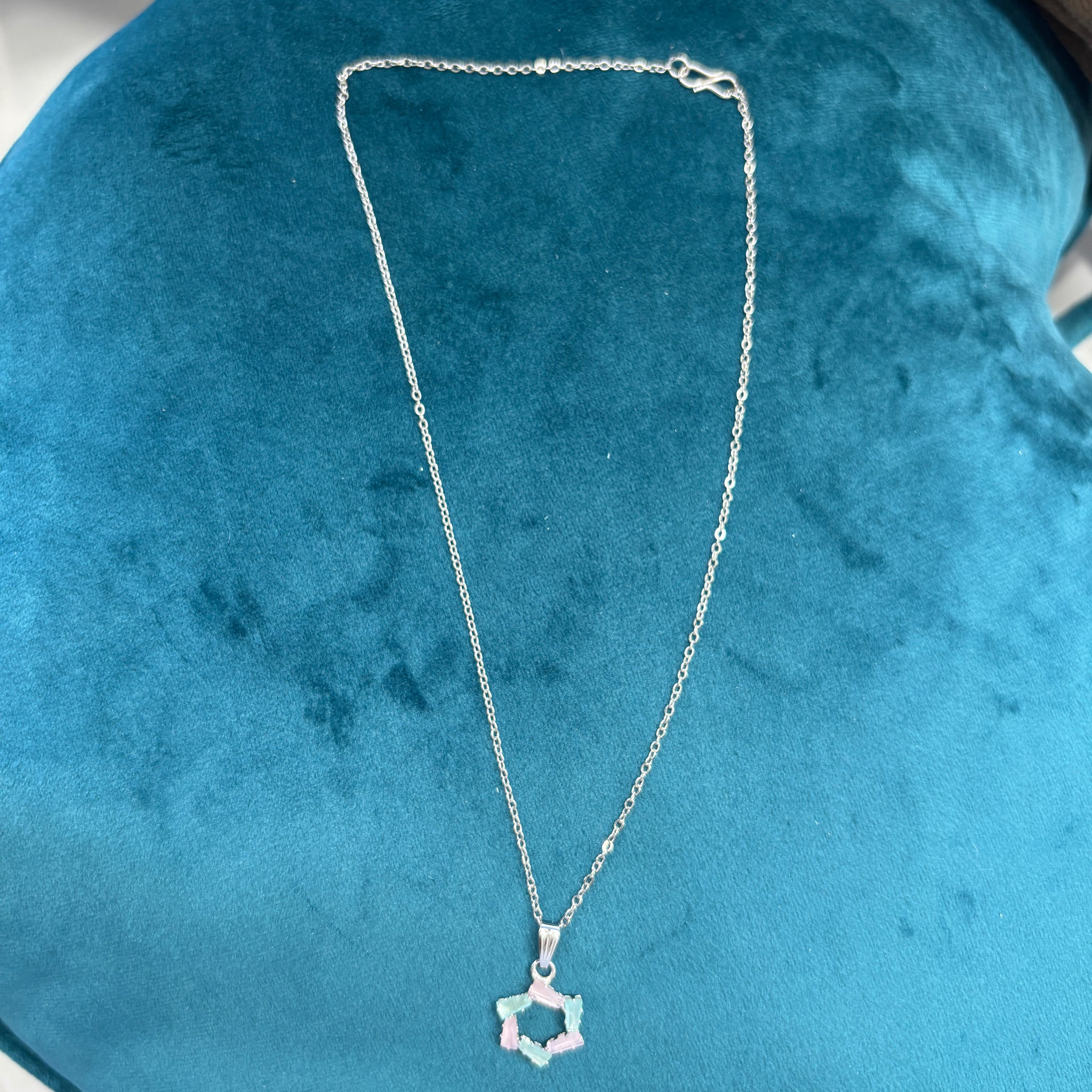Silver Hexagonal Pendant Necklace