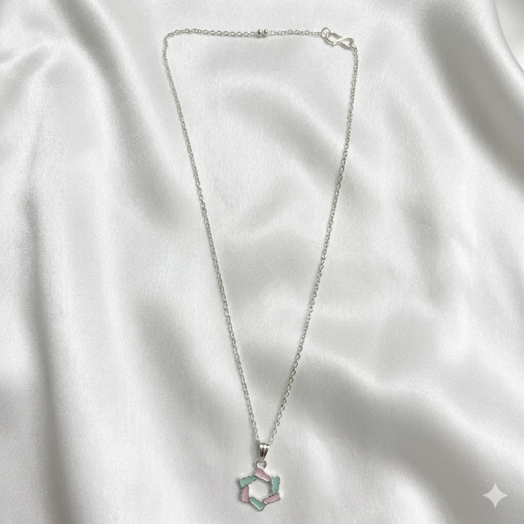 Silver Hexagonal Pendant Necklace