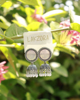 Silver Oval Stone Earrings