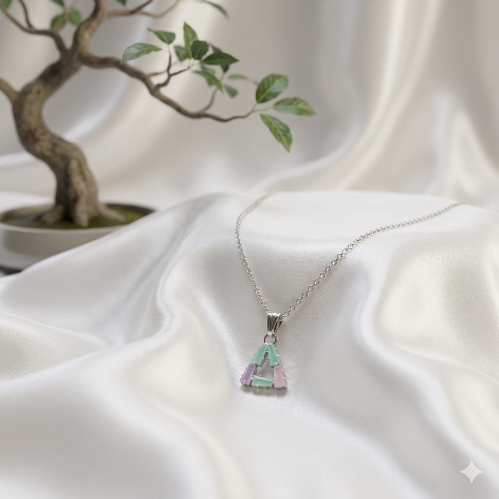 Silver Tone Triangular Pendant Necklace