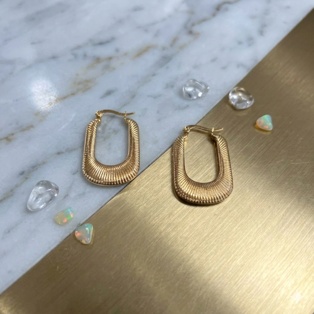 Textured Oval Hoop Earrings