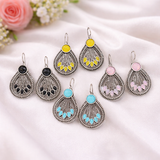 Oxidised Silver Teardrop Earrings(Pack of 4)