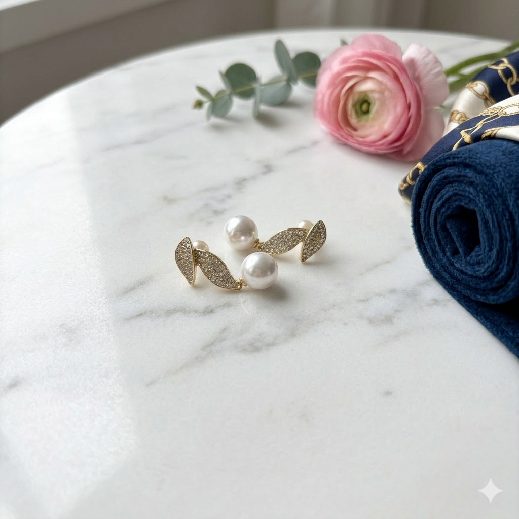Gold Tone Leaf Shaped Earrings