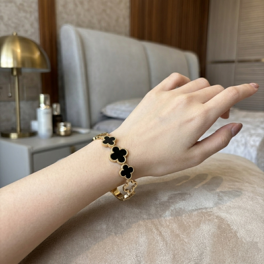 Mystic Clover Designer Gold Bracelet
