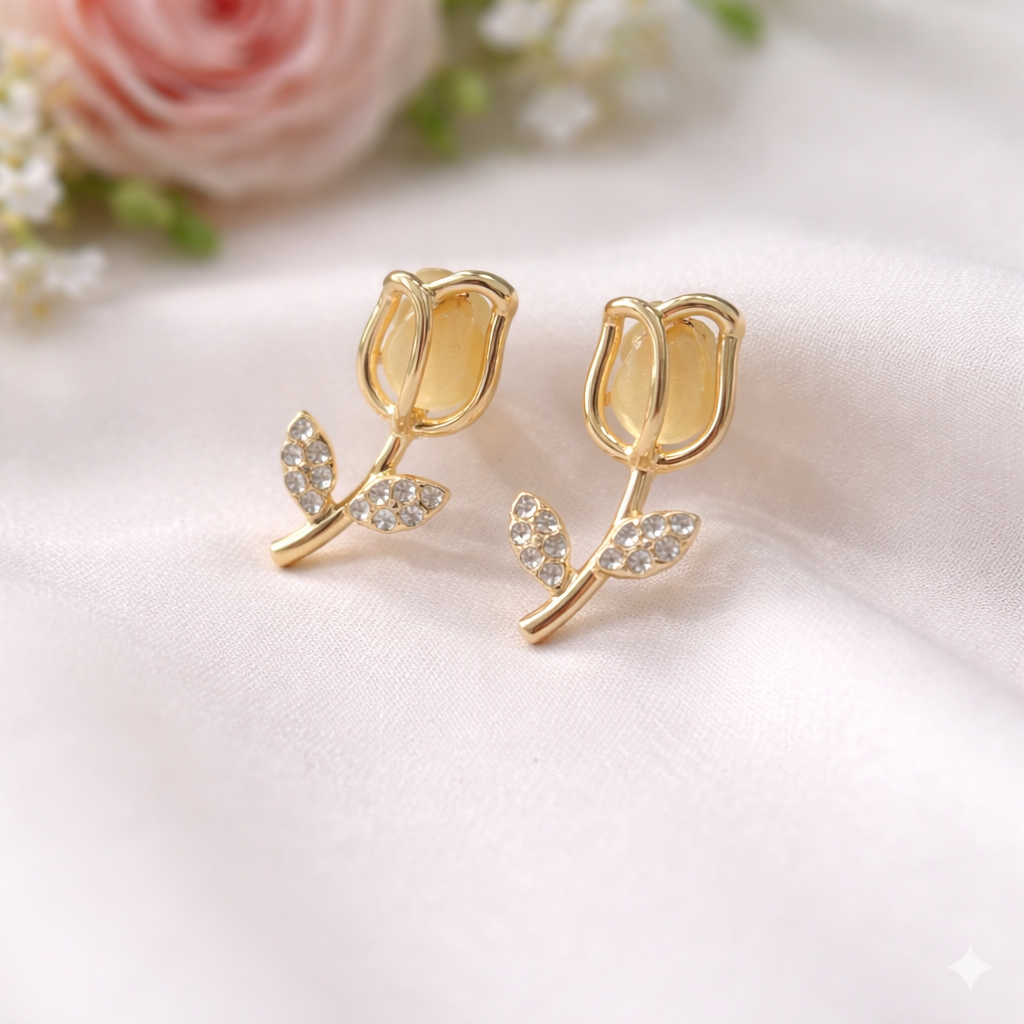 Gold Tone Tulip Earrings