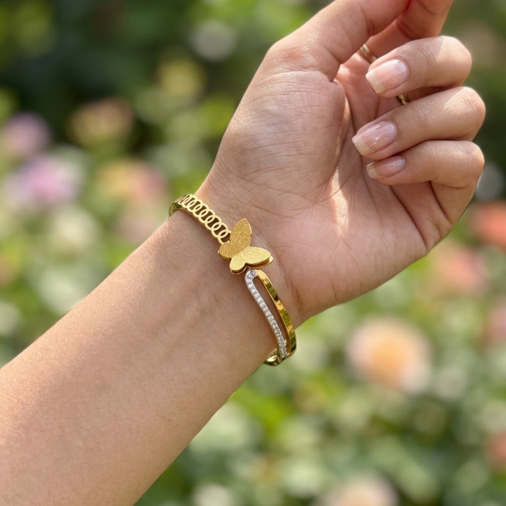 Minimal Butterfly Gold Bracelet Anti Tarnish