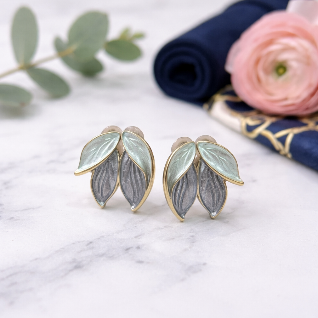 Gold Plated Leaf Stud Earrings