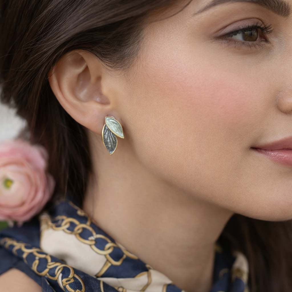 Gold Plated Leaf Stud Earrings