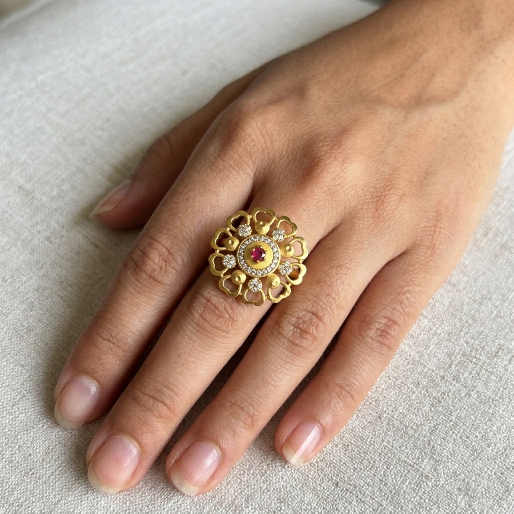 Vintage Ruby Bloom Ring