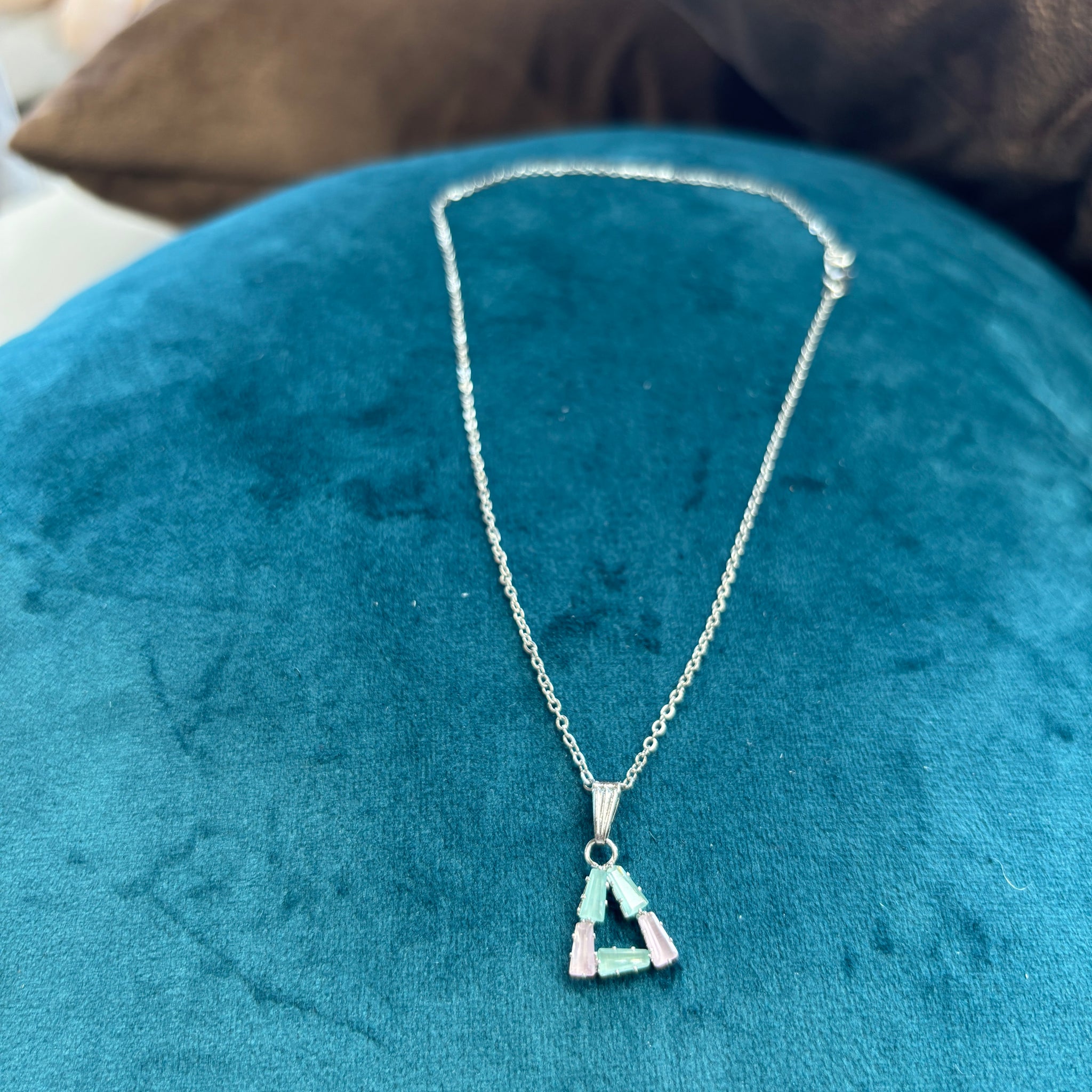 Silver Tone Triangular Pendant Necklace