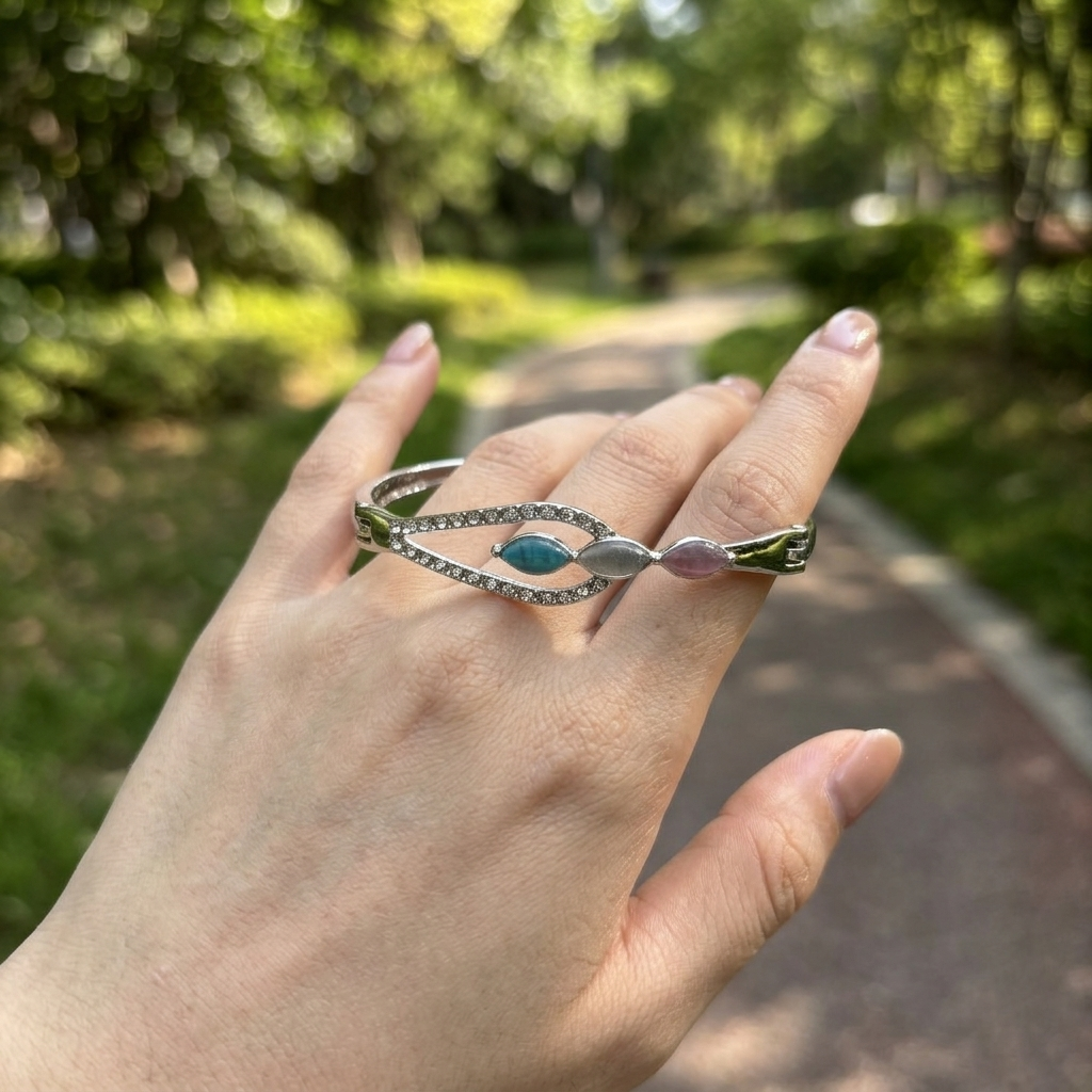 Celeste Trio Gem Silver Bracelet