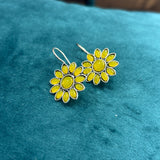 Silver Flower Shaped Earrings